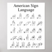 Lär dig amerikansk teckenspråksalfabet poster
