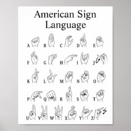 Lär dig amerikansk teckenspråksalfabet poster