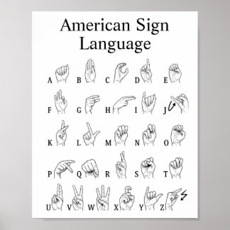 Lär dig amerikansk teckenspråksalfabet poster