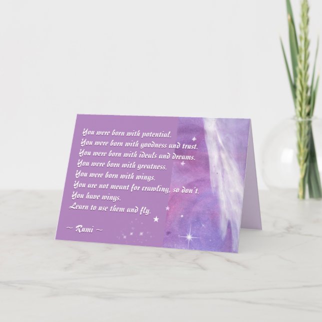 Lär dig att använda Vingar (Rumi Quote) Kort (Framsida)