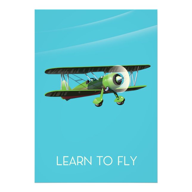 Lär dig att flyga vintage flygplansaffisch fototryck (Framsidan)