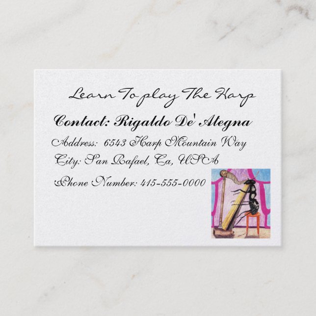 Lär dig att spela Harp Visitkort (Framsida)