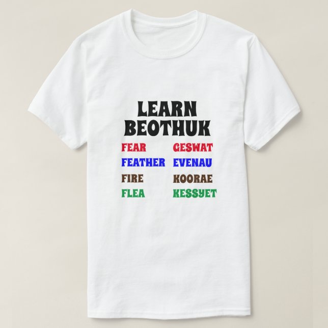 Lär dig Beothuk  | Rädsla, Fjäder, Eld, Loppan T Shirt (Design framsida)