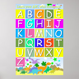 Lär dig din ABC med dinosaurier som läser bokstäve Poster