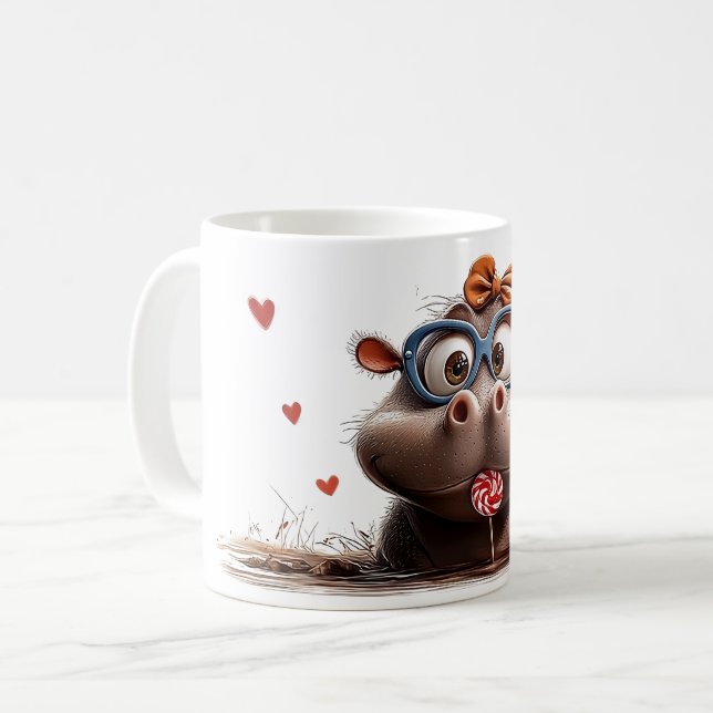 ☕ Lär dig din dag med den ärade charmen! 🦛 🍭 Kaffemugg (Framsida vänster)