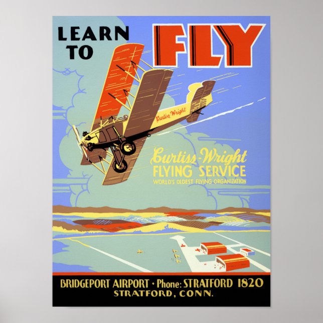 Lär dig flyga Vintage affisch återställd (Framsidan)