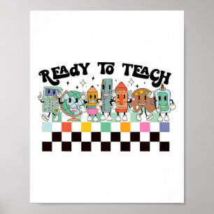 Lär dig Groovy Retro-läraren livet första dagen i Poster