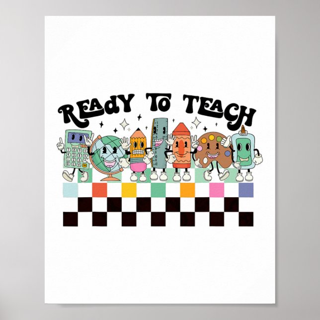 Lär dig Groovy Retro-läraren livet första dagen i  Poster (Framsidan)