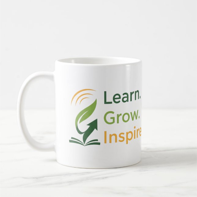 Lär dig. Öka. Inspire. Kaffemugg (Vänster)