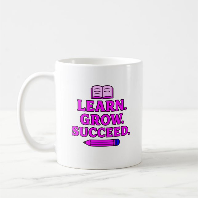 Lär dig. Öka. Lyckades. Motiverande Kaffemugg (Vänster)
