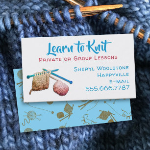 Lär dig till Sticka Nål Garn Knitting Lessons Visitkort