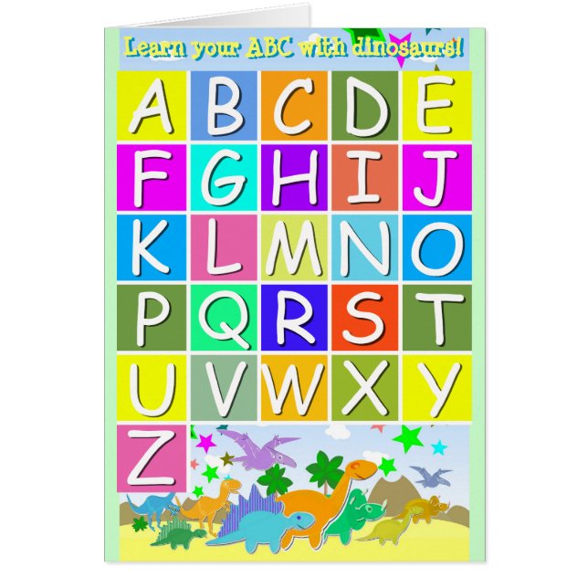 Lär din ABC med alfabet för DinosaursbrevA-Z Hälsningskort (Framsidan)