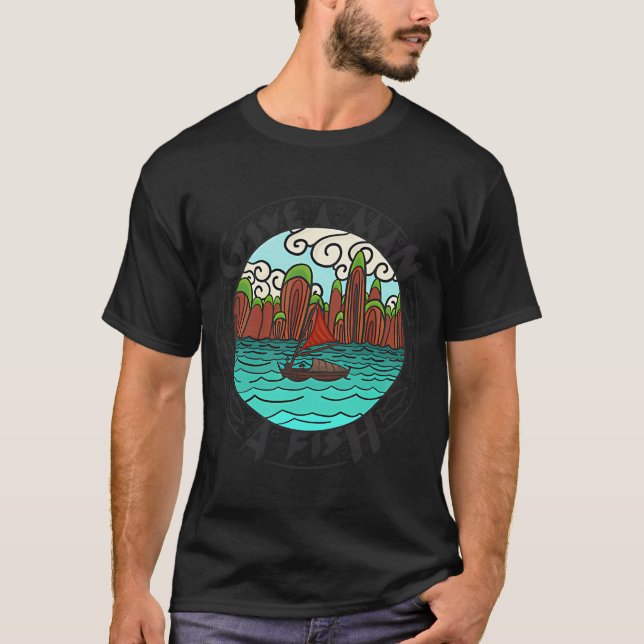 Lär en man att fiska t shirt (Framsida)