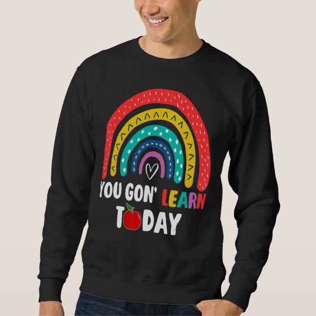 Lär er alla idag lärare Back to school Lång Ärmad Tröja (Framsida)