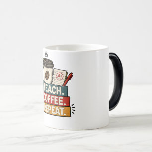 Lär Kaffe Upprepa Lärare Retro Tillbaka Till Skola Magisk Mugg