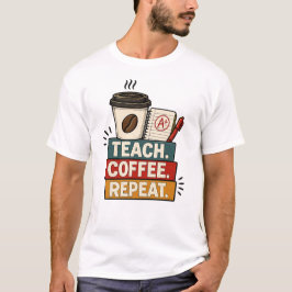 Lär Kaffe Upprepa Lärare Retro Tillbaka Till Skola T Shirt