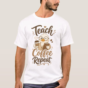 Lär Kaffe Upprepa Söt Anka Design T Shirt