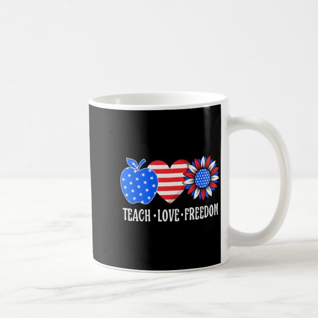 Lär kärlek frihet USA Flagga Patriotisk lärare 4 Kaffemugg (Höger)