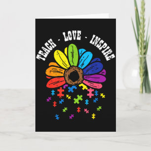 Lär kärlek inspirera blomma Autism Medvetenhet Lär Kort