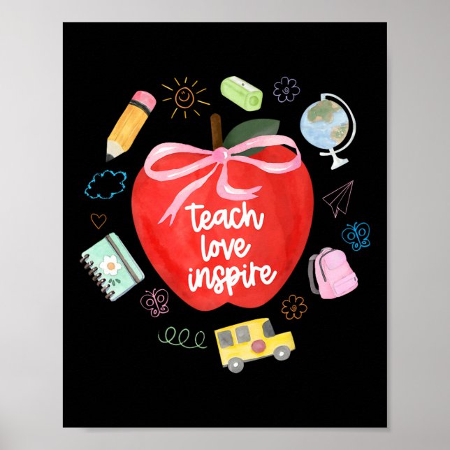 Lär kärlek inspirera lärare kokett båge äpple till poster (Framsidan)