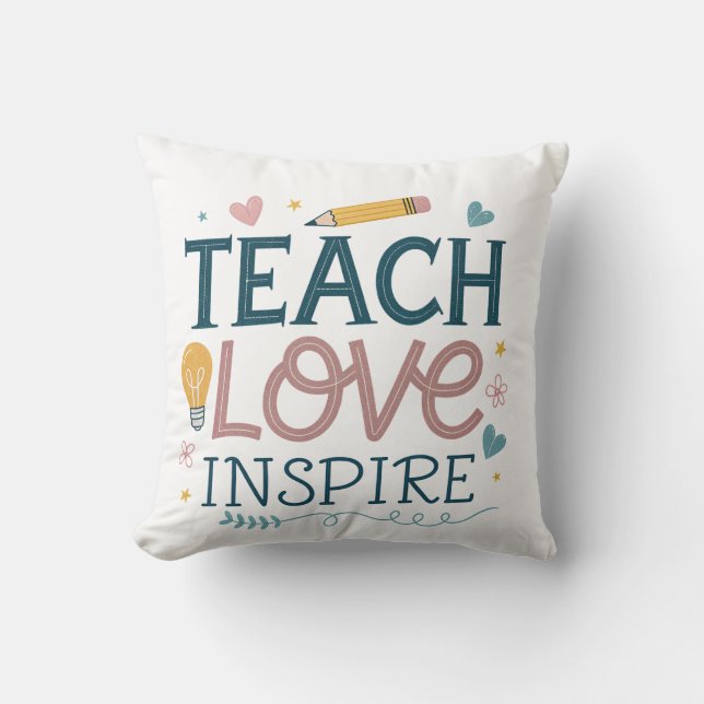 Lär kärlek inspirera – Lärare Tacksamhetsgåva Kudde (Framsida)