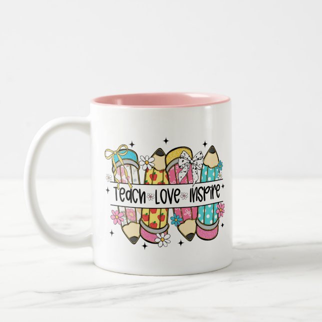 Lär kärlek inspirera lärare  Två-Tonad mugg (Vänster)