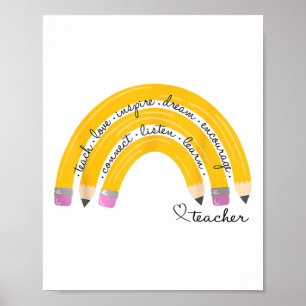 Lär kärlek inspirera regnbåge penna lärare Ck till Poster