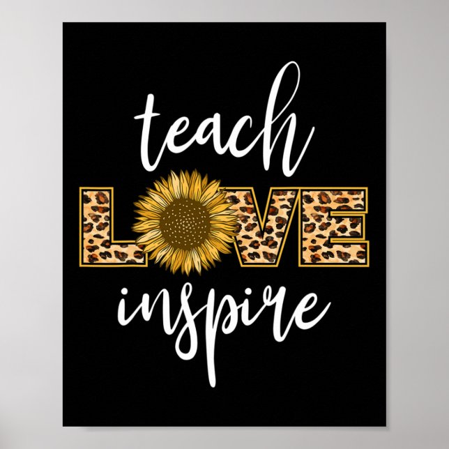 Lär kärlek Inspirera Roliga Leopard Solrospresent  Poster (Framsidan)