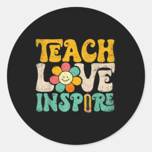 Lär kärlek inspirera tillbaka till skolan lärare r runt klistermärke