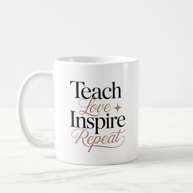 Lär kärlek inspirera upprepa lärar citat kaffemugg (Vänster)