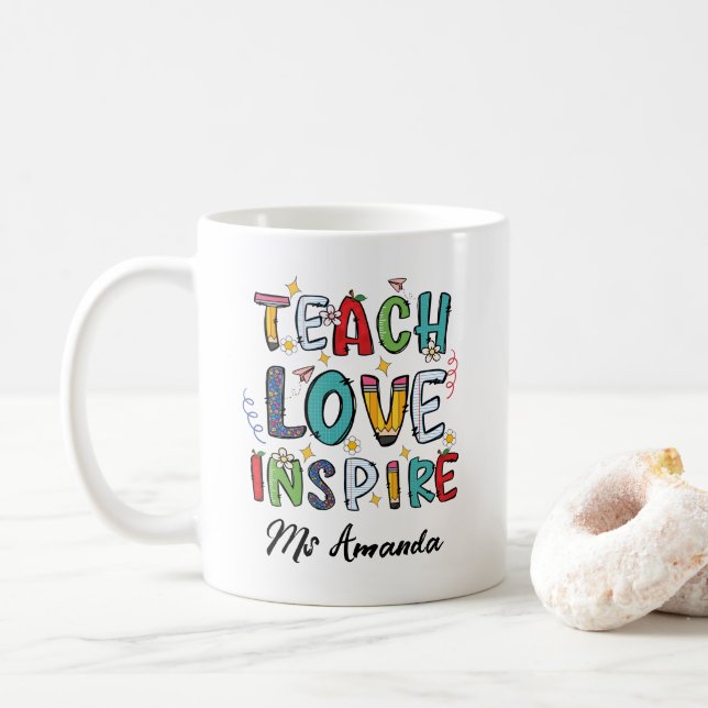 Lär kärlek inspirerar Personlig lärarepresent Kaffemugg (Med munk)