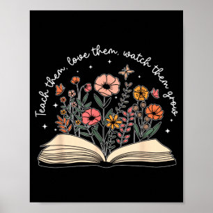 Lär kärlek tittar retro lärare blommig poster