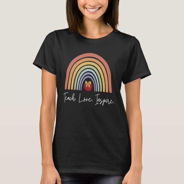Lär Lära Inspira Söt Lärar T-Shirt (Framsida)