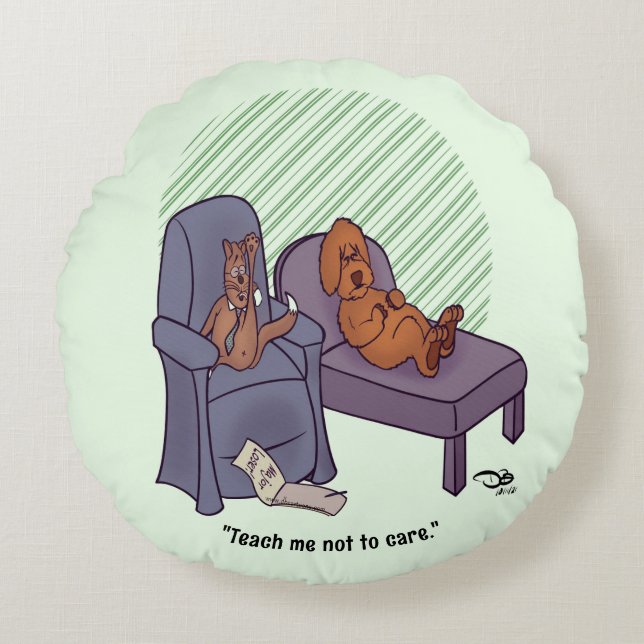 Lär mig att inte bry mig rund kudde (Framsidan)