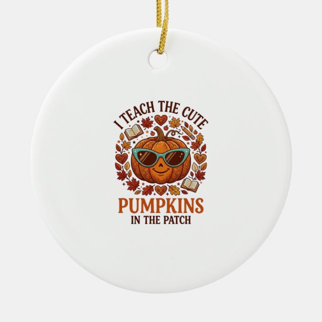 Lär söta pumpor patch Halloween solglasögon_1 Julgransprydnad Keramik (Framsidan)