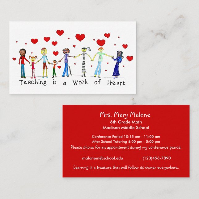 Lära är ett Heart Info Card-kort Visitkort (Fram/baksida)