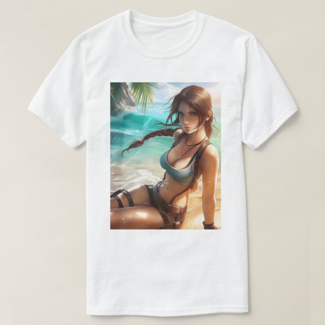 Lara Croft Swimdress 7 T Shirt (Design framsida)
