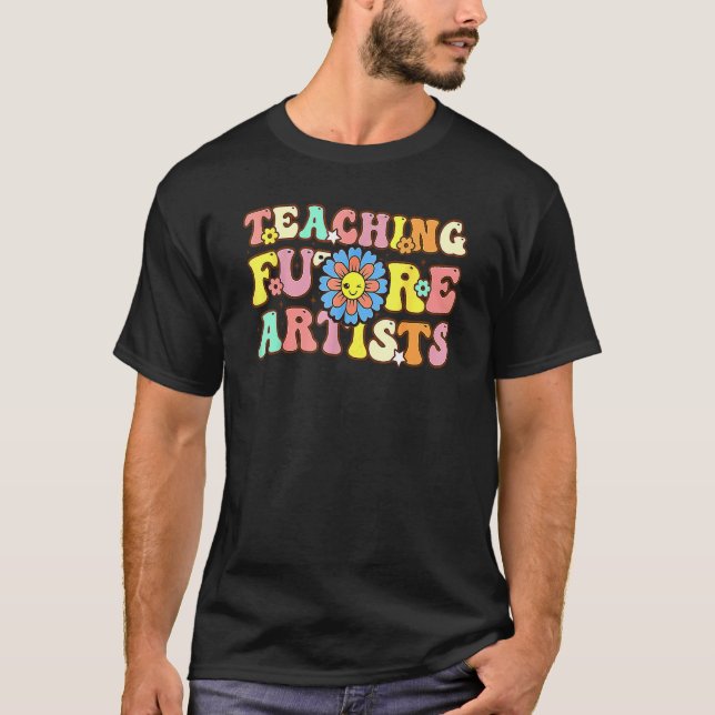 Lära framtida konstnärer Retro Teacher Studenter M T Shirt (Framsida)