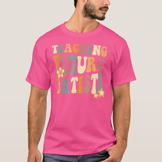 Lära framtida konstnärer Retro Teacher Studenter M T Shirt (Framsida)