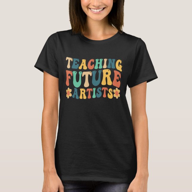 Lära framtida konstnärer Retro Teacher Studenter T Shirt (Framsida)