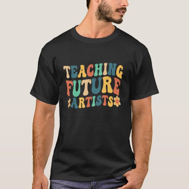 Lära framtida konstnärer Retro Teacher Studenter T Shirt (Framsida)