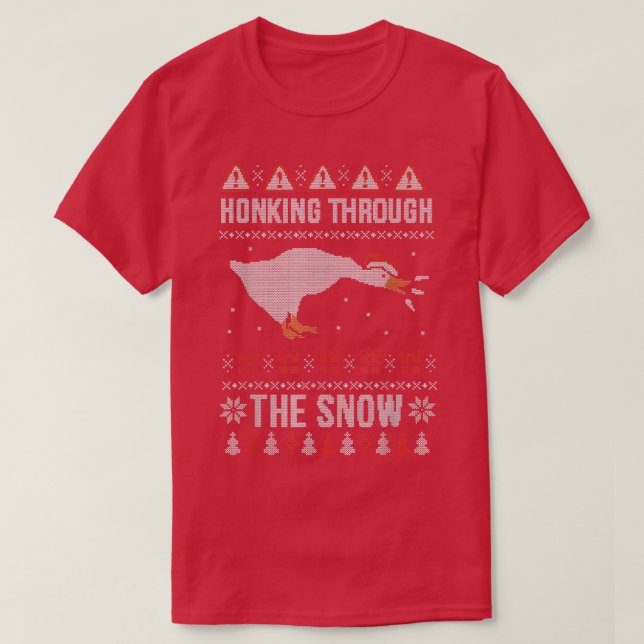 Lära genom Snö Lung Goose Ugly Christma T Shirt (Design framsida)