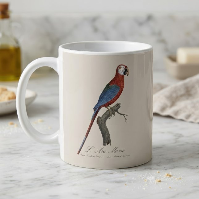 L'Ara Macao / Red and grönt Macaw Kaffemugg (Red-and-green Macaw, Ara chloropterus. Coffee Mug)