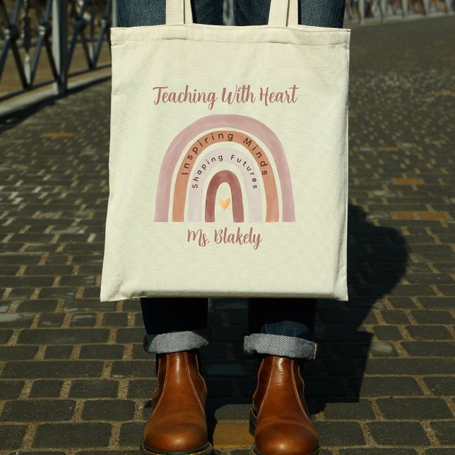 Lära med hjärt-regnbågslärarens uppskattning tygkasse (Teaching With Heart Rainbow Teacher Appreciation Tote Bag
)