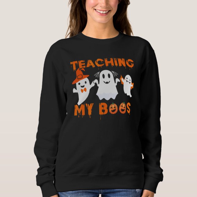 Lära Min Boss Halloween Spöke  För Lärare T Shirt (Framsida)