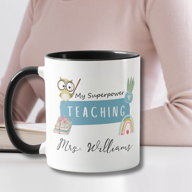 Lära min supermakt och regnbåge,Rött äpple,Flower Mugg (Skapare uppladdad)