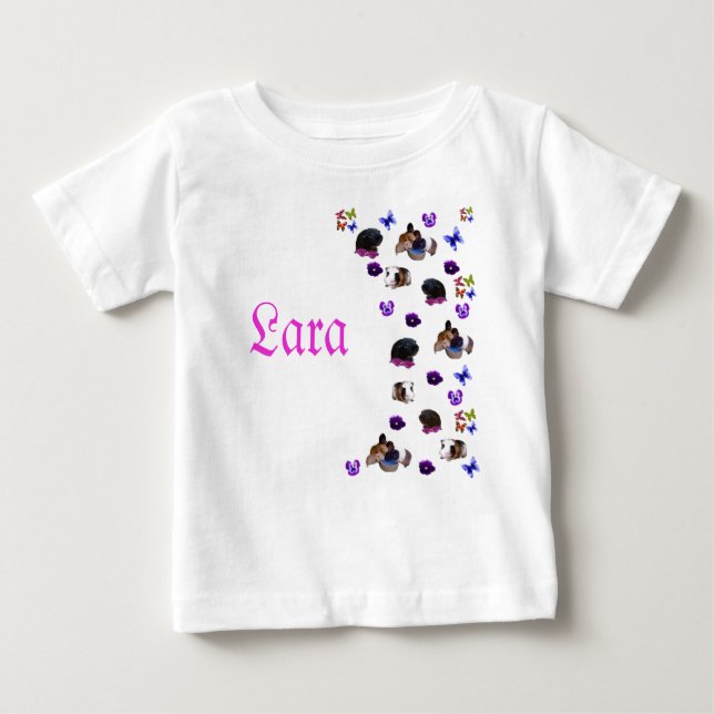 "Lara", Namn Med Marsvin Och Stilla Violer, T Shirt (Framsida)