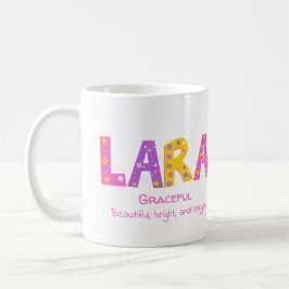 Lara tjejer namn betyder rosa lila stjärnor kaffemugg