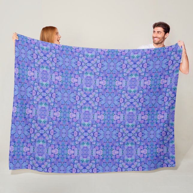 Larage Fleece filet Lavender Hydrangea mönster (På plats)
