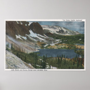 Laramie, WY - Sjö Marie och Snowy Range på Unio Poster